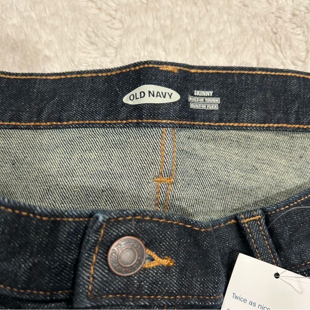 NWT Old Navy Dark-wash Skinny Built-In Tough Built-In Flex Jeans 40x32 - Picture 3 of 6